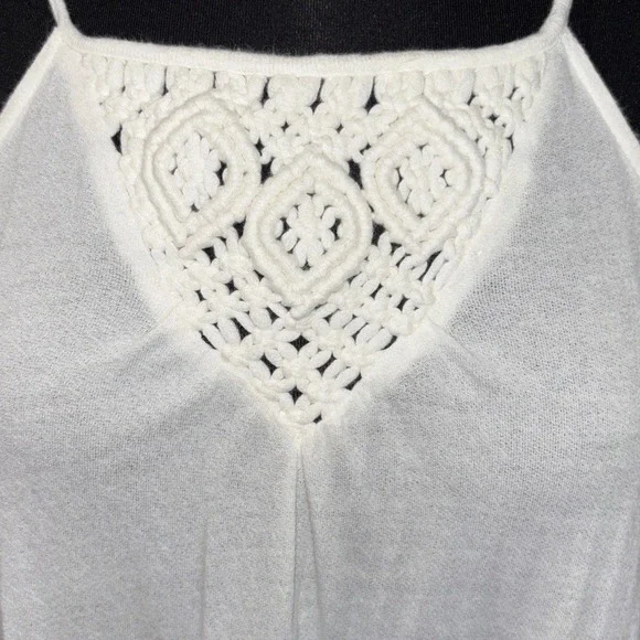 Roxy Halter Swing‎ Dress Cover Up Women SZ M Ivory Pockets Crochet Boho Hippie - Picture 7 of 13